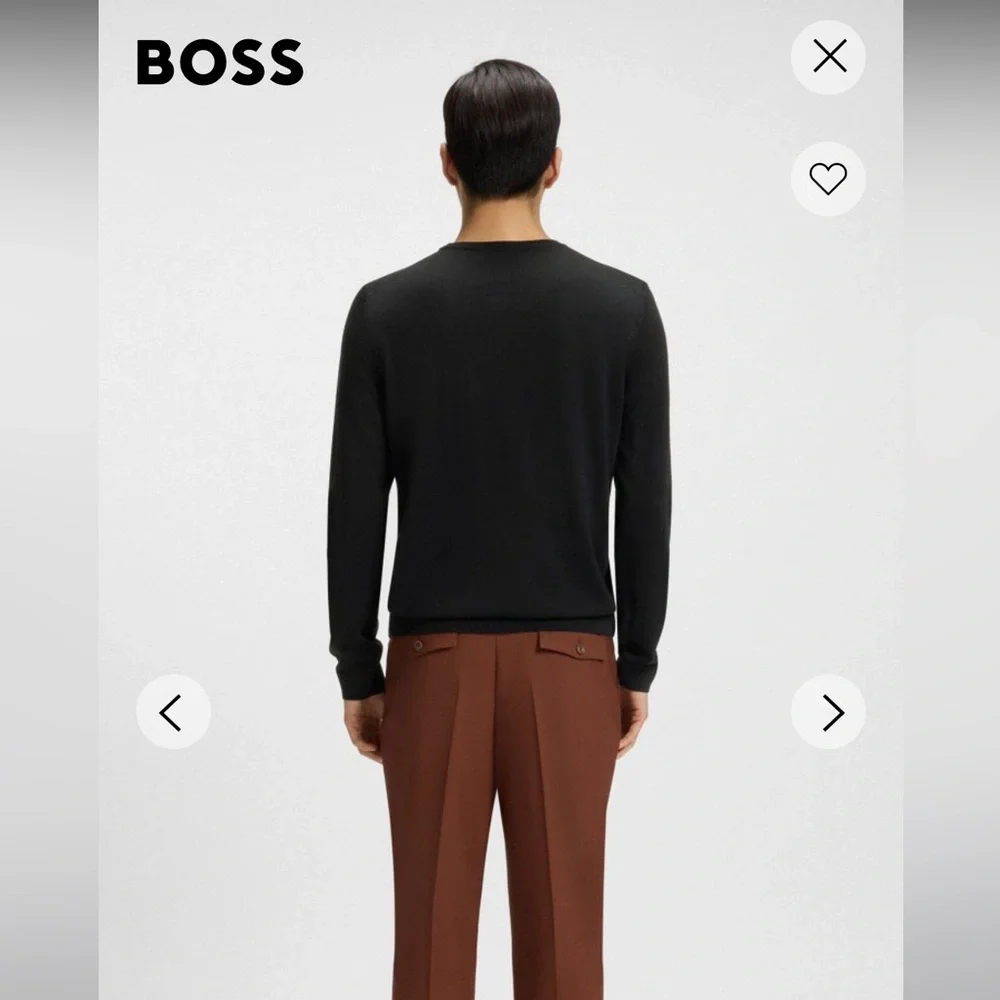 BOSS Slim Fit Black Merino Wool Crewneck Sweater - S - Picture 4 of 16